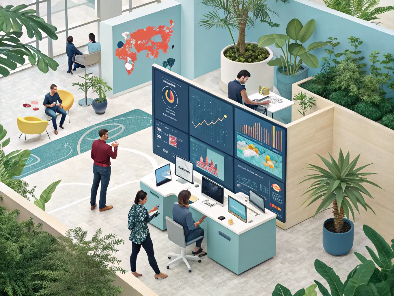A visual representation of AI tools predicting market trends and client needs in the financial sector.