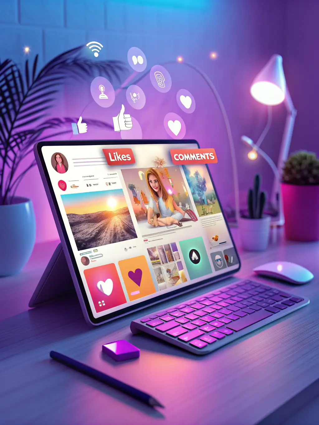 A visually engaging social media feed showcasing a client's product or service, highlighting the impact of Launch Lead's social media marketing.